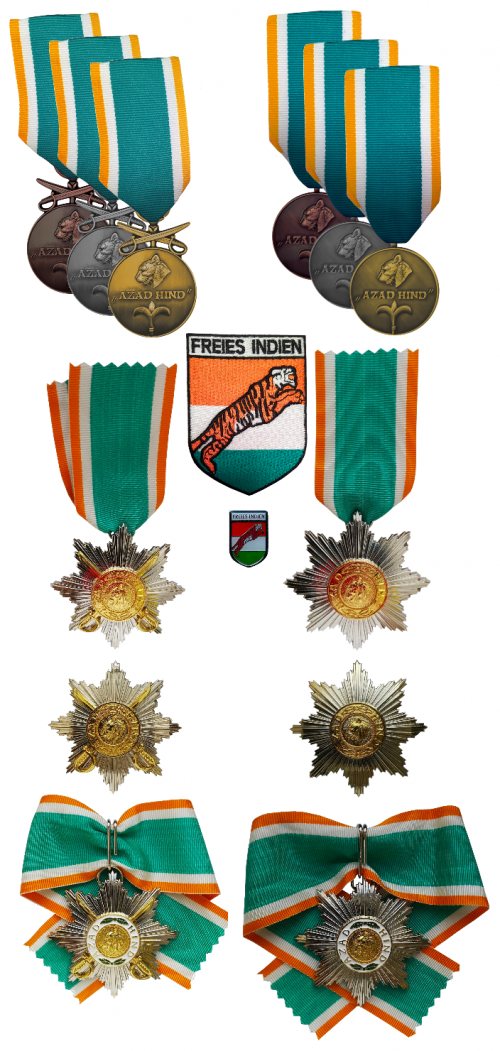 Набор медалей и орденов «Свободная Индия» для служащих индийского легиона.