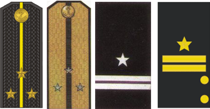 Повседневный и парадный погон ст. лейтенанта образца 1943 года. Нарукавные нашивки образца 1940 и 1943 годов.