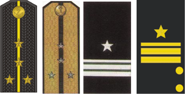 Повседневный и парадный погон капитан-лейтенанта образца 1943 года. Нарукавные нашивки образца 1940 и 1943 годов.