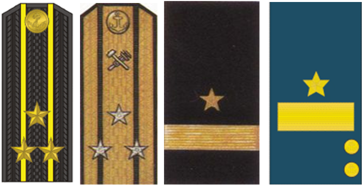 Повседневный и парадный погон капитана 1-го ранга образца 1943 года. Нарукавные нашивки образца 1940 и 1943 годов.