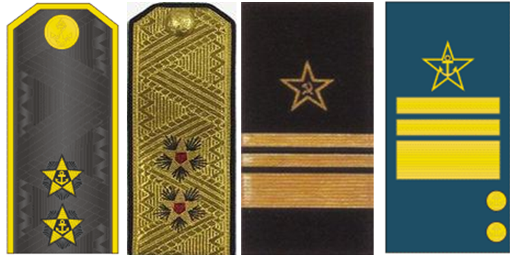 Повседневный и парадный погон вице-адмирала образца 1943 года. Нарукавные нашивки образца 1941 и 1943 годов.