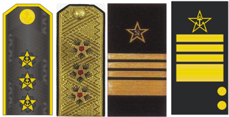 Повседневный и парадный погон вице-адмирала образца 1943 года. Нарукавные нашивки образца 1941 и 1943 годов.