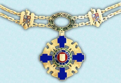Орденская цепь ордена «Звезда Румынии» со знаком образца 1932 года.