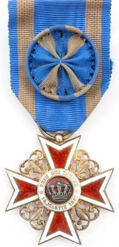 Знак Офицерского Креста для гражданских лиц Ордена Короны Румынии до 1932 г.