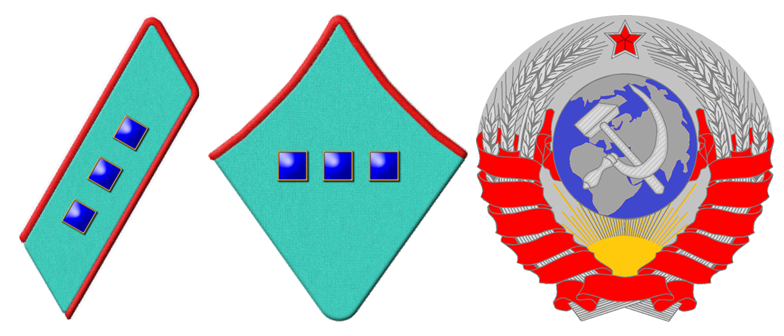 Петлица на гимнастерку (френч), шинель и нарукавный знак младшего лейтенанта милиции.