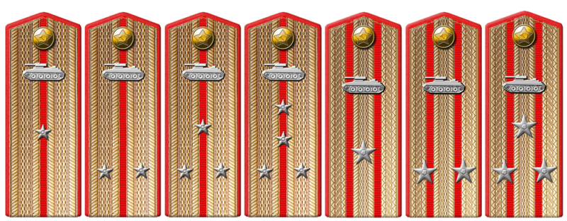 Рисунок повседневных погон для младших, старших и высших офицеров бронетанковых войск образца 1943 г.