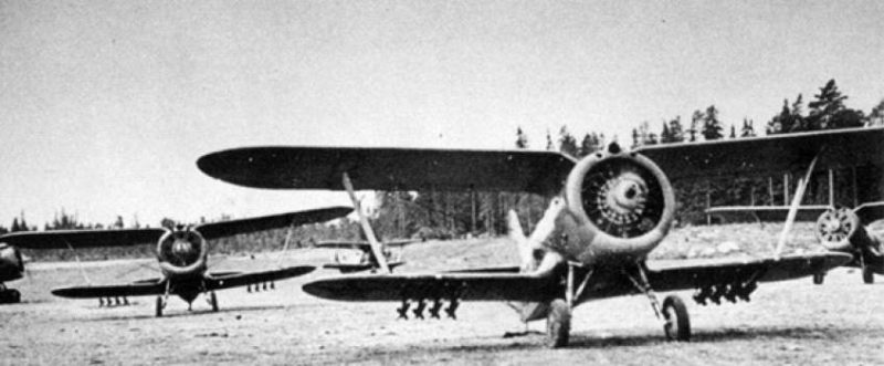 Истребитель И-153 «Чайка» с ракетами РС-82. 1940 г.