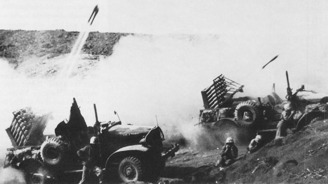 Пусковые установки Т-45 rocket-launcher на базе внедорожника. 1945 г.