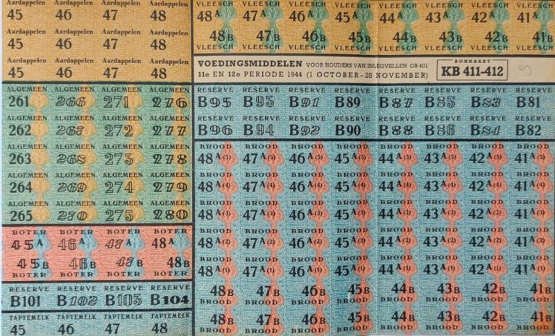 Карточки на продукты в оккупированных Нидерландах.