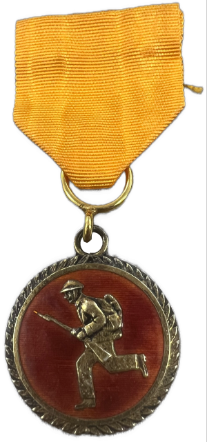 Золотой пехотный знак на ленте.
