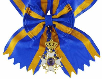 Рисунок орденской планки и знак Рыцаря Большого Креста ордена Нидерландского льва.