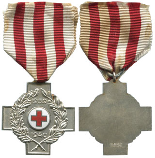 Аверс и реверс Памятного креста 1939-1940 гг. Голландского Красного Креста