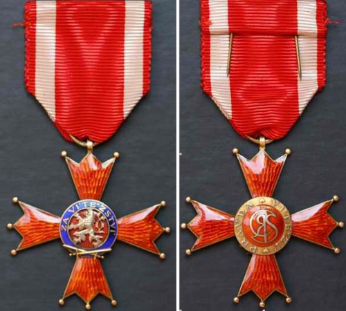 Орденская планка, аверс и реверс Креста Военного ордена Белого льва «За Победу».