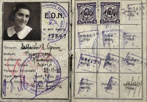 Удостоверение личности Национальной молодежной организации 1938 г.