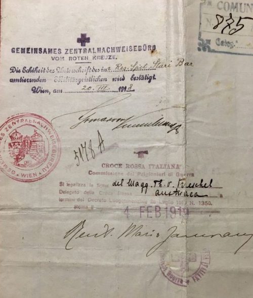 Уведомление и акт о смерти итальянского военнопленного в Австралии.