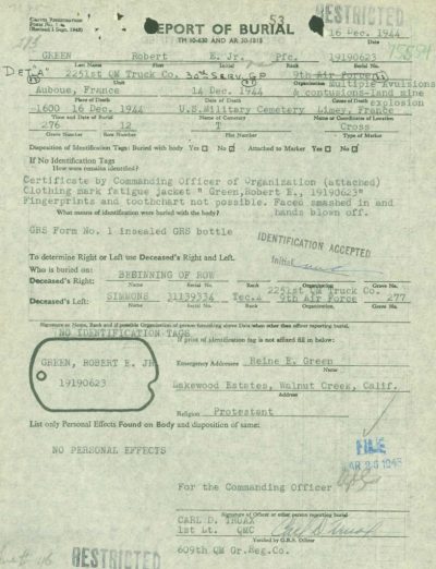 Справка о смерти военнослужащего.
