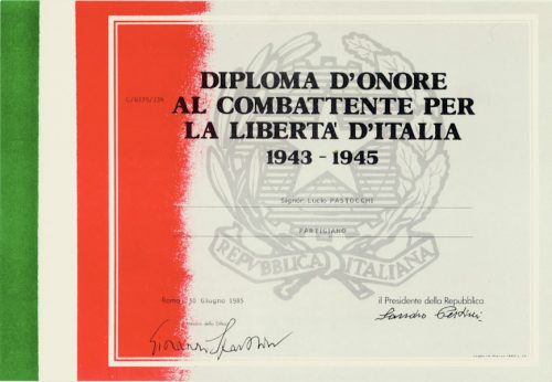 Почетный диплом борца за свободу Италии 1943-1945 гг.