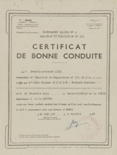 Сертификат о хорошем поведении военнослужащего.