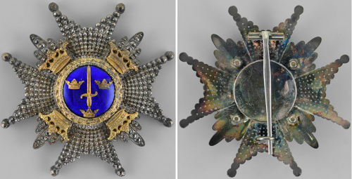 Аверс и реверс звезды Командора Большого креста Ордена Меча.