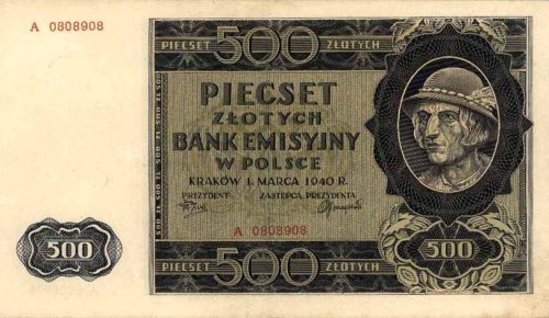 500 злотых периода немецкой оккупации Польши.