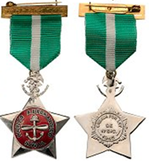 Аверс и реверс медали «За заслуги в морской авиации» 2–го класса.