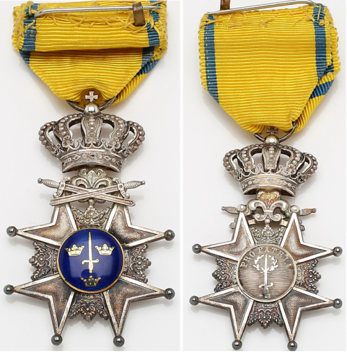 Орденская планка, аверс и реверс Военного креста Ордена Меча.