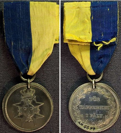 Аверс и реверс золотой медали «За храбрость на поле боя».