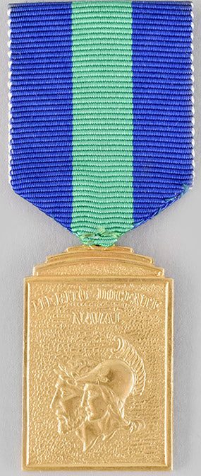 Аверс и реверс медали «За заслуги в преподавании на флоте» 1-го класса.