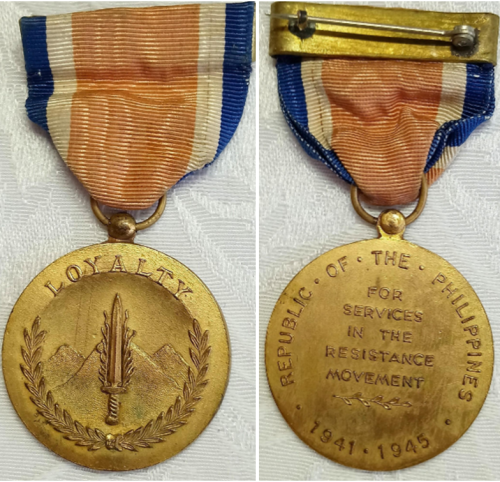 Орденская планка, аверс и реверс медали «Движения Сопротивления».