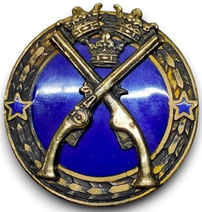 Золотой, серебряный и бронзовый значки за стрельбу с пистолетов.