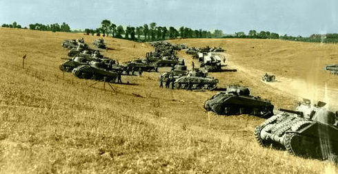 Концентрация танков для атаки Бретвиль-ле-Рабе. Нормандия 1944 г.