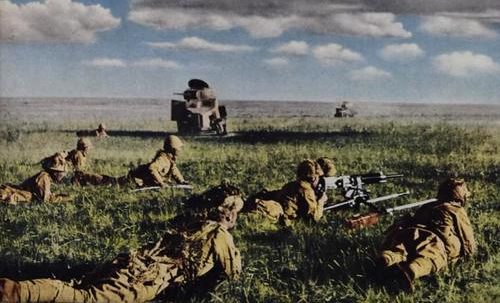 Пехотинцы во время сражений на Халхин-Голе. 1939 г.