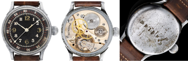 Часы Seikosha Tensoku «Kamikaze» с рифленым безелем для морских пилотов.