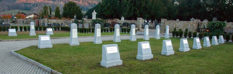 Вильхельмсбург. Братские и индивидуальные могилы на общинном кладбище, где захоронено 153 советских воинов.