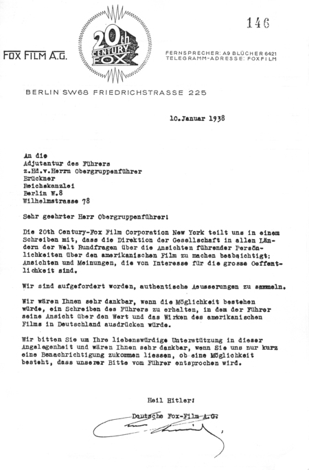 Письмо компании 20th-Century Foх.