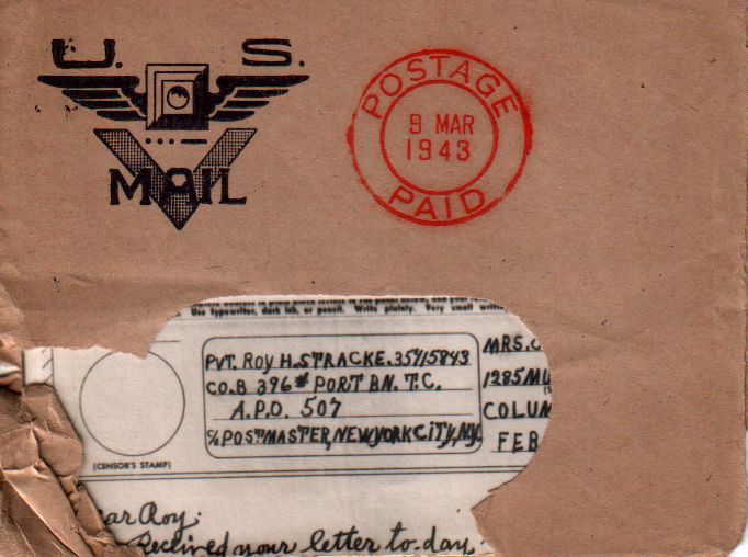 Конверт V-mail с символикой V-mail, март 1943 г.