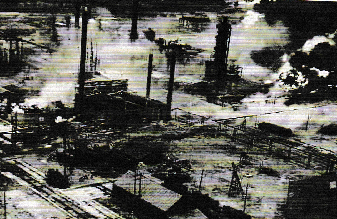 Пожары и разрушения на нефтепромысле. 1 августа 1943 г.