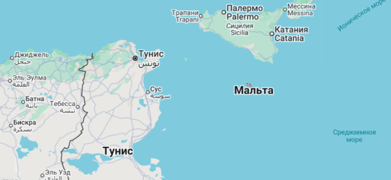 Мальта на карте. 